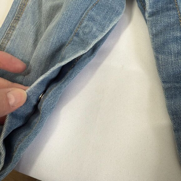 OshKosh B'Gosh Baby Girl Denim Bibs 18M Light Wash Cotton White Bow Adjustable - Picture 5 of 8